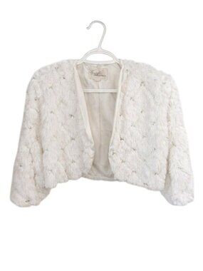 Boutique Forever 21 Fluffy Crop Bolero Open Front 3/4 Sleeve Cardigan Jacket Top